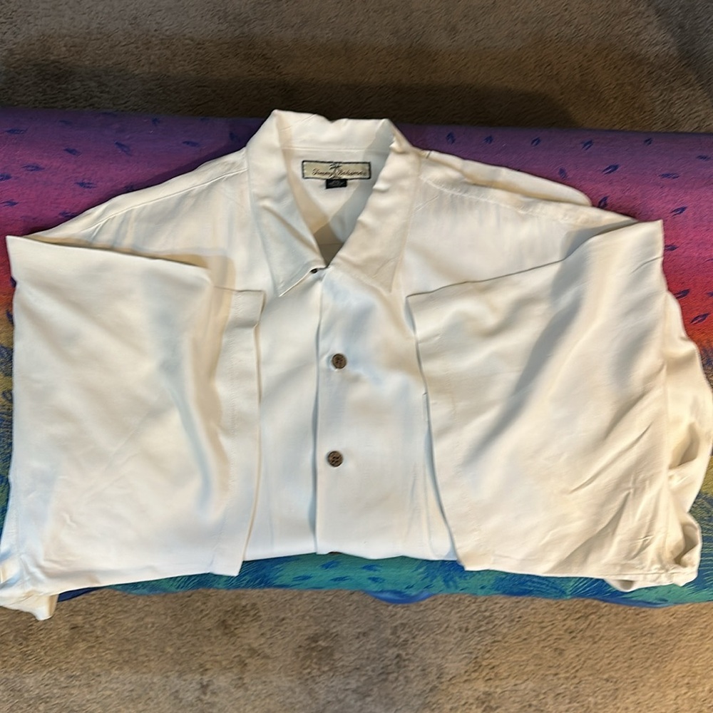 Tommy Bahama off white/ cream color,XXL, short sleeve, button down shirt. - Picture 2 of 4